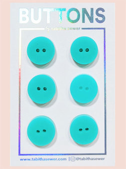 Tabitha Sewer - Aqua Classic buttons 15mm €9 p/set