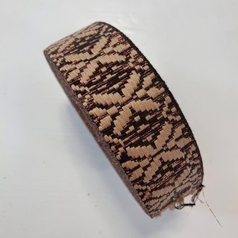 Tassenband Snow flake  bruin, beige, brons  40mm 