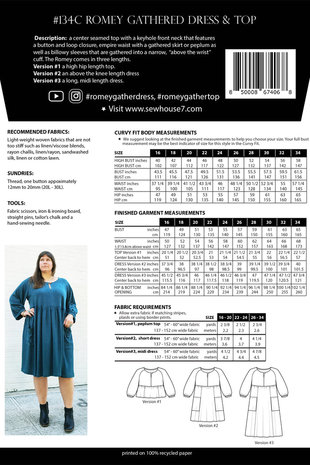 Sew House Seven - Romey Gathered Dress & Top (Size 16-34) 