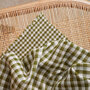 Atelier Brunette - Gingham Off-White Matcha Leaf Fabric COTTON