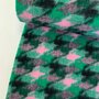 TOPTEX Groen/Roze houndstooth MANTEL STOF