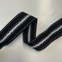 Sierband Blue - Black - White Stripes - 25mm