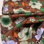 Sage On Chocolate Flowers - VISCOSE SATIJN