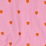 Verhees - Embroidery Hearts Pink - Double Gauze OEKO-TEX
