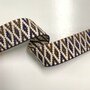 COUPON 100cm Tassenband Indian Melange Base Blue/Mustard - Ecru 40mm