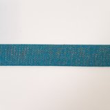 Tassenband AQUA BLUE - SILVER LUREX 30mm €4 p/m_