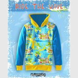 COUPON 30cm Stoffonkel - Surf the wave JERSEY €21,80 p/m GOTS_