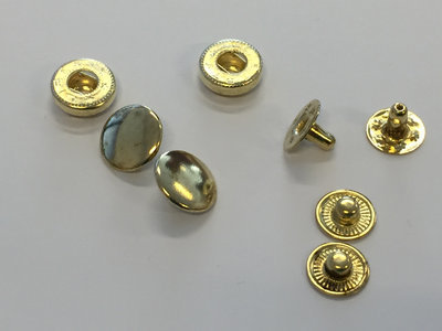 Drukknoopjes 12mm goudkleur (set 10 stuks)