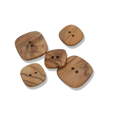 Olive Wood - 25mm vierkant houten knoop €0,85 p/s