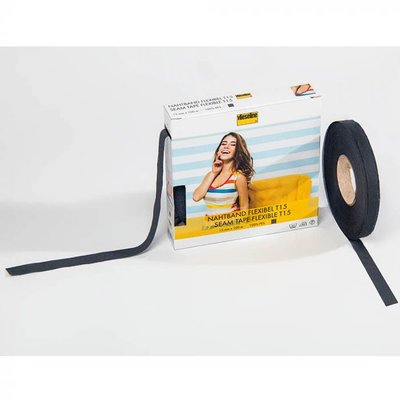 Vlieseline elastisch naadband 15mm zwart  €0,33 p/m