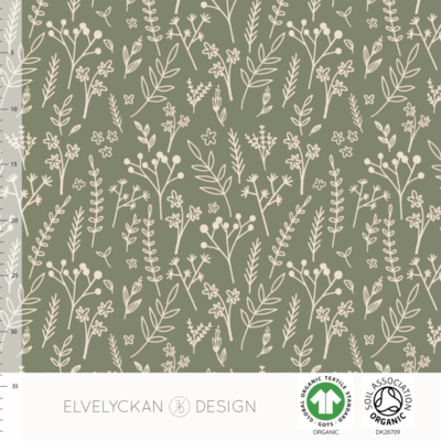 Elvelyckan  - Flower twig green 033 RIBBED KNIT €23 p/m