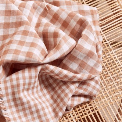 COUPON 80cm Atelier Brunette - Gingham Off-White Maple Fabric COTTON