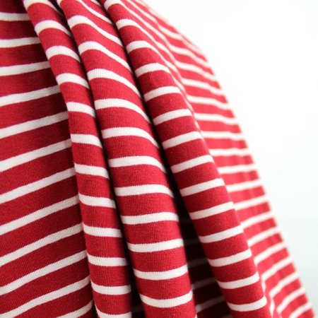 Stoffonkel cherry red/white stripes JERSEY GOTS