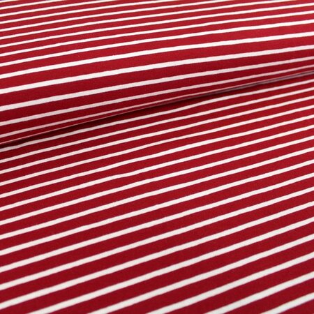 Stoffonkel cherry red/white stripes JERSEY GOTS