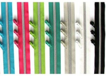 Zilver rits 1 meter 6,5mm - 3 runners - Snaply