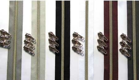 Goud rits 1 meter 6,5mm - 3 runners - Snaply
