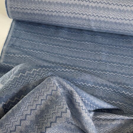 Green Recycled Textiles - Zigzag blue COTTON/PET