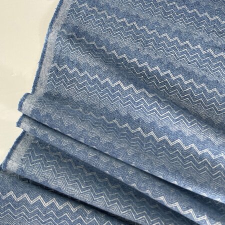 Green Recycled Textiles - Zigzag blue COTTON/PET