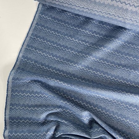 Green Recycled Textiles - Zigzag blue COTTON/PET