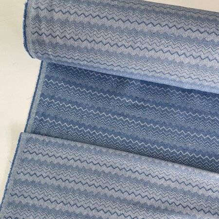 Green Recycled Textiles - Zigzag blue COTTON/PET