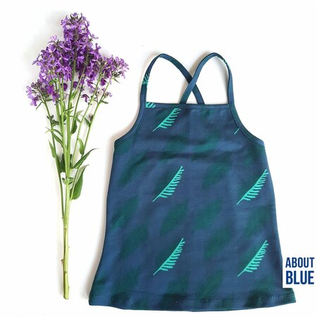 About Blue french terry biais tape leaf