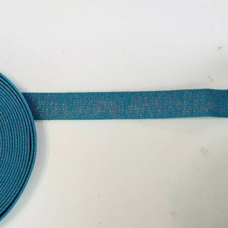 Tassenband AQUA BLUE - SILVER LUREX 30mm
