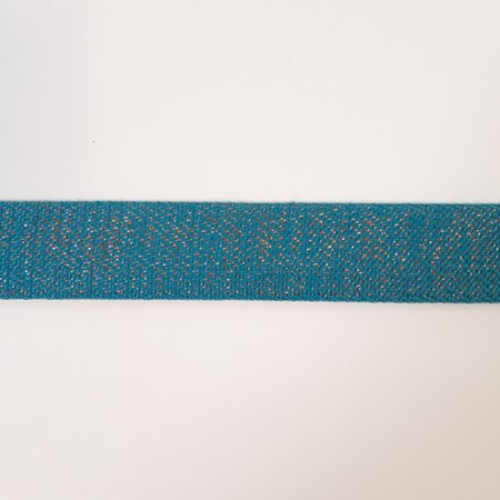 Tassenband AQUA BLUE - SILVER LUREX 30mm