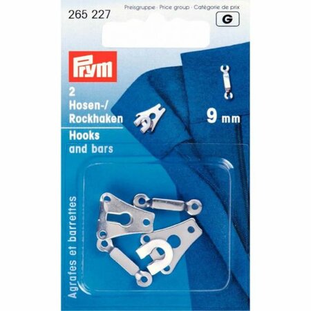 Prym Broek- en rokhaken met staven ZILVER 9mm