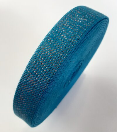 Tassenband AQUA BLUE - SILVER LUREX 30mm