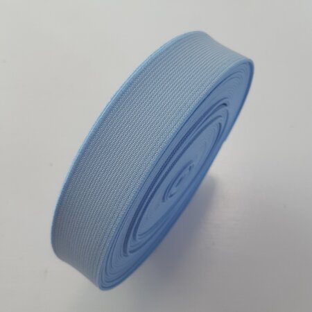 Sierelastiek - LIGHT BLUE-OFF WHITE STRIPE 25mm