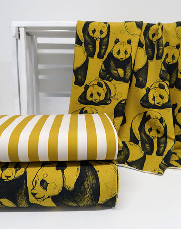 Mieli Design - Panda's golden olive FRENCH TERRY (organic)