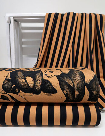 Mieli Design - Stripes pale almond/black JERSEY (organic)