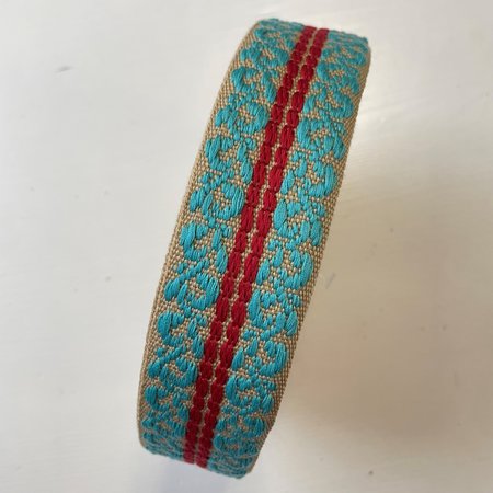Tassenband Beige, red, turquoise 40mm