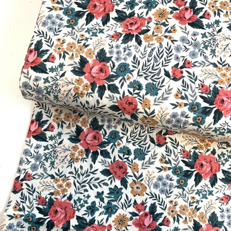 Cloud 9 - Rose garden WOVEN COTTON biokatoen