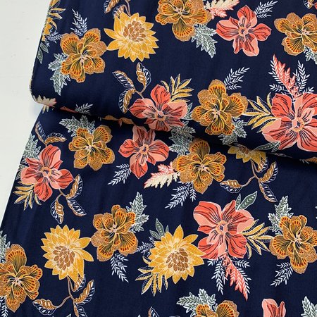 Pink&Yellow flowers VISCOSE