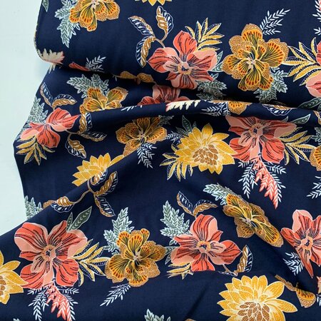 Pink&Yellow flowers VISCOSE