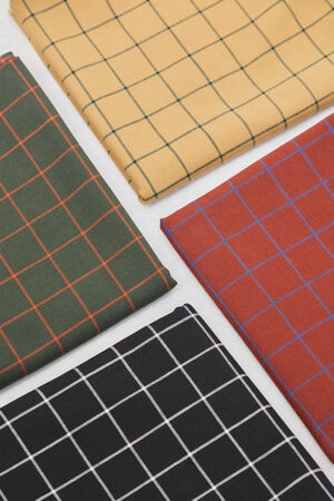 COUPON 70 CM mindtheMAKER - ORGANIC GRID COTTON Sienna/Intens Blue