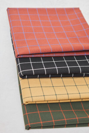 COUPON 70 CM mindtheMAKER - ORGANIC GRID COTTON Sienna/Intens Blue