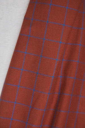 COUPON 70 CM mindtheMAKER - ORGANIC GRID COTTON Sienna/Intens Blue