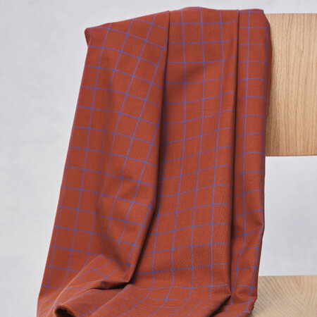 COUPON 70 CM mindtheMAKER - ORGANIC GRID COTTON Sienna/Intens Blue