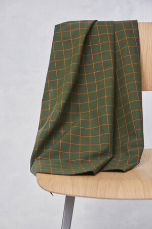 mindtheMAKER - ORGANIC GRID COTTON Green Khaki/ Pumpkin