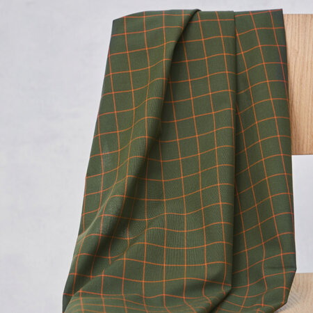 mindtheMAKER - ORGANIC GRID COTTON Green Khaki/ Pumpkin