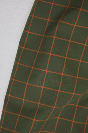 mindtheMAKER - ORGANIC GRID COTTON Green Khaki/ Pumpkin