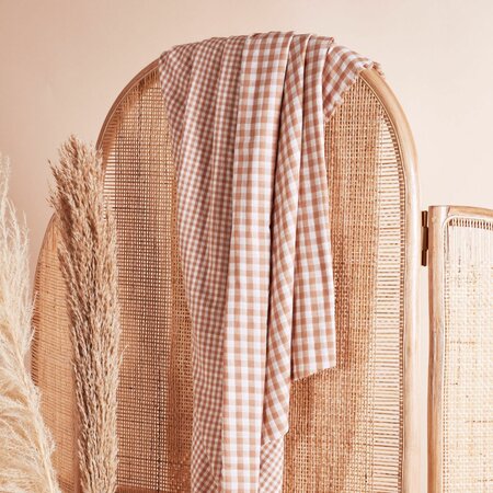 Atelier Brunette - Gingham Off-White Maple Fabric COTTON