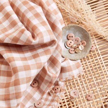 Atelier Brunette - Gingham Off-White Maple Fabric COTTON