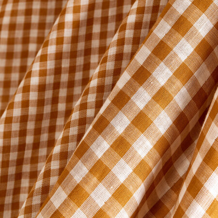 Atelier Brunette - Gingham Off-White Ochre Fabric COTTON