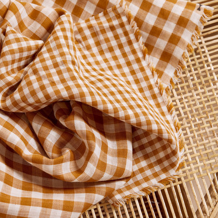 Atelier Brunette - Gingham Off-White Ochre Fabric COTTON