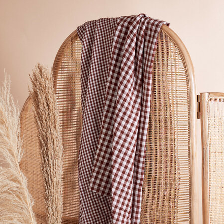 Atelier Brunette - Gingham Off-White Rust Fabric COTTON