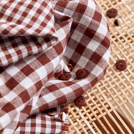Atelier Brunette - Gingham Off-White Rust Fabric COTTON