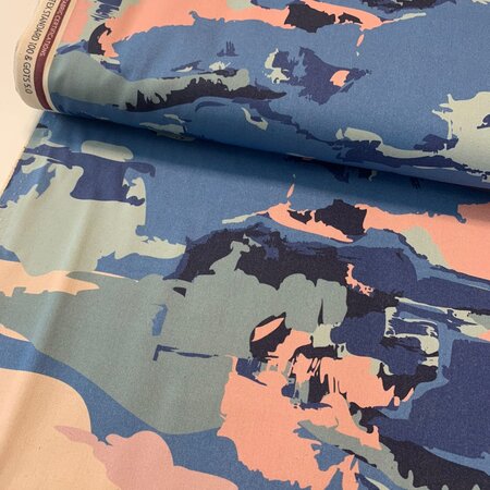 Paintbrush Studio Fabric - Sky Gazing Abstract Clouds Blue CANVAS
